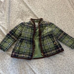 Janie and Jack Green Plaid Puffer Jacket